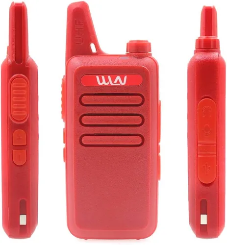 Vista 2 de Mini radio de mano de 2 vías WLN KD-C1 Walkie Talkie portátil UHF400-470MHz Color rojo+ cargador de escritorio