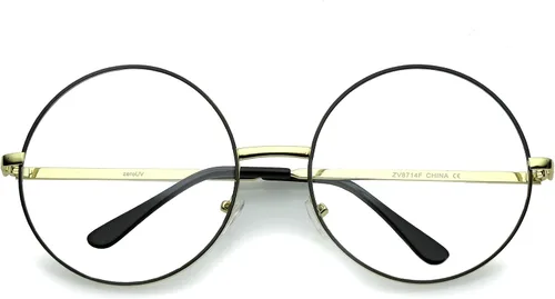 Vista 2 de zeroUV Gafas grandes de gran tamaño con marco de metal transparente y círculo redondo