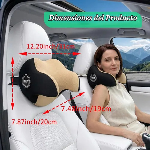 Vista 2 de Almohada realmente útil para reposacabezas de coche, almohada para el cuello del coche para dormir con correa ajustable, 100% espuma viscoelástica