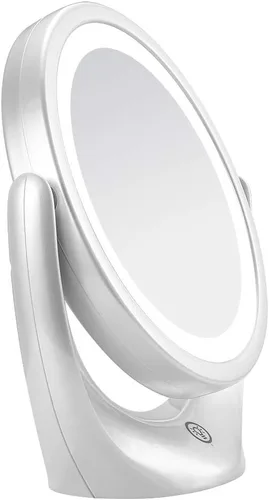Vista 4 de Howlite Reflect - Espejo de maquillaje LED recargable 5X con doble vista, 1800 mAh con botón táctil