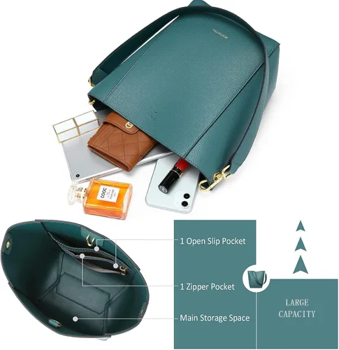 Vista 5 de BOSTANTEN Diseñador de cuero mujeres Hobo Bucket Bag pequeño Crossbody monederos paquete con las mujeres Cartera de cuero RFID bloqueo pequeña