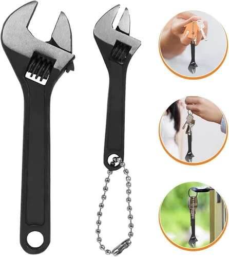 Vista 7 de Mini llave ajustable de 4 pulgadas y 2.5 pulgadas, llave negra con herramienta de moleteado manual de cadena para mantenimiento de reparación