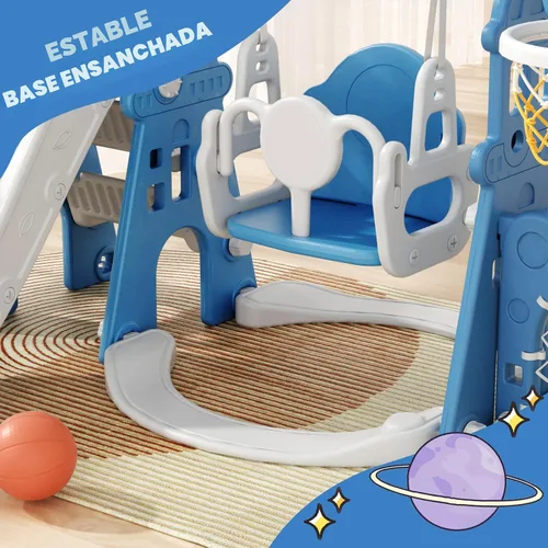 Vista 8 de XJD - Juego de tobogán y columpio 6 en 1 para niños pequeños, tobogán para niños de 1 año en adelante, juego de exterior para niños pequeños con aro