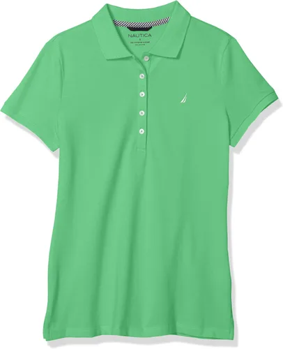 Vista 3 de Camiseta de polo Nautica para mujer, de manga corta, 5 botones, transpirable, 100% algodón