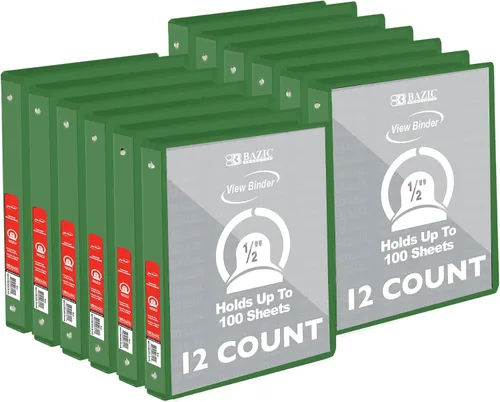 Vista 34 de BAZIC Products Carpeta organizadora de 3 anillas de 1/2 pulgada con vista económica, color negro, anillo redondo, capacidad para 100 hojas de papel