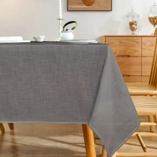 Vista 15 de Mantel rectangular de lino natural, mantel ligero con textura de otoño de 52 x 70 pulgadas, resistente al agua, resistente a las manchas, mantel