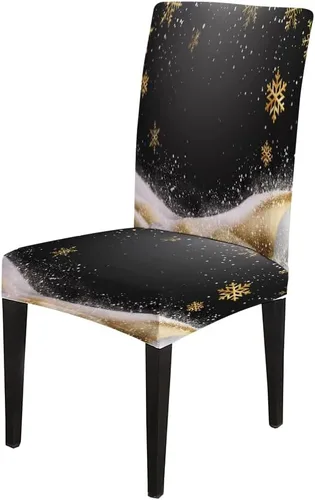 Vista 116 de CAPSCEOLL Christmas Dining Chair Covers,Snowflakes Festive Winter Pattern Stretch Chair Covers for Dining Room Set of 2 Washable Spandex Parson