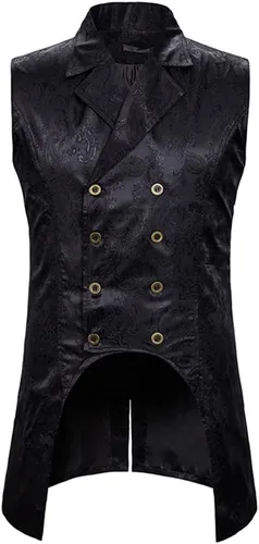 Vista 5 de Chaleco victoriano steampunk vintage gótico medieval para hombre Azul marino