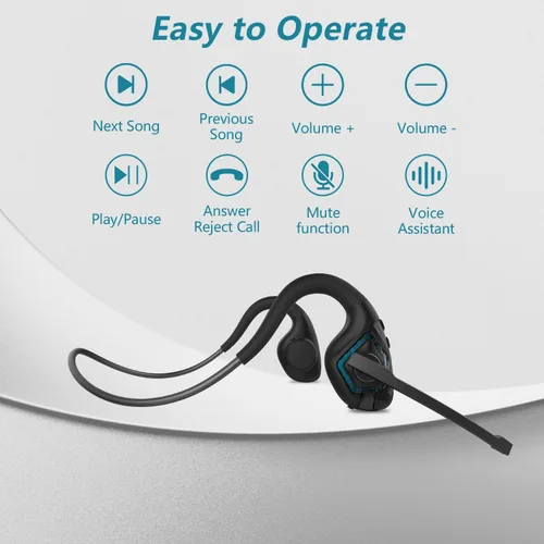 Vista 8 de BANIGIPA Auriculares Bluetooth con micrófono Boom, auriculares de oreja abierta con micrófono con cancelación de ruido, auriculares inalámbricos