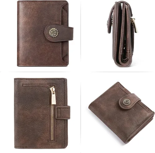 Vista 7 de Cartera RFID triple pequeña para mujer, 1 café., Compacto