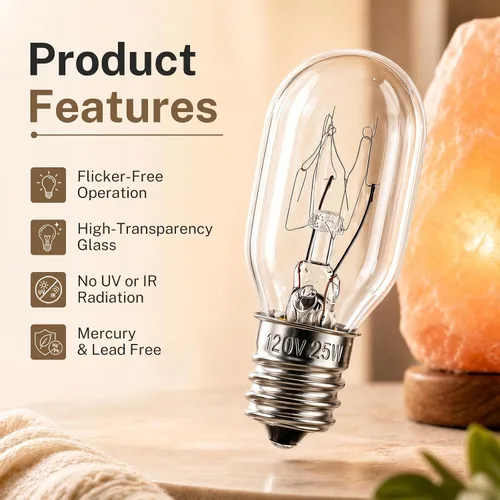 Vista 4 de 25W E12 Salt Lamp Bulb 120V 2700K Replacement Light Bulb