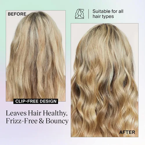 Vista 4 de Eva NYC - Rizador de pelo saludable sin clip de calor, rizador de pelo con infusión de turmalina con infrarrojo lejano, varita rizadora de cerámica