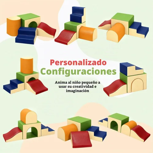 Vista 7 de Sumbababy Bloques de Espuma para Escalada para Niños Pequeños: 4 Piezas Gimnasio de Juegos Interior con Tobogán y Escaleras - Set de Juegos Suave