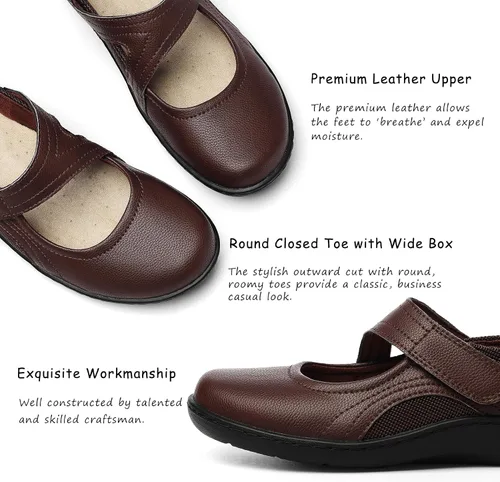 Vista 3 de Zapatos planos clásicos y cómodos Mary Jane para mujer, zapatos de vestir casuales a la moda, bonitos zapatos de vestir con puntera cerrada, ligeros