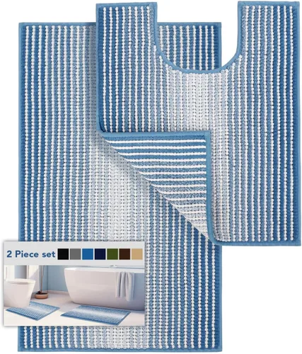 Vista 69 de BSICPRO Tapetes de baño de felpilla, 20 x 32 pulgadas, antideslizantes, absorbentes, suaves, peludos, para baño, lavables a máquina (salvia)