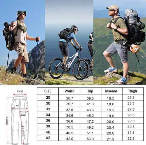 Vista 5 de Pantalones cortos de senderismo para hombre, de secado rápido, ligeros, transpirables, para exteriores, de carga., Verde, 40