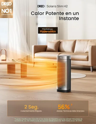 Vista 2 de Dreo Calentadores de Espacio para Uso Interior, Calentadores Portátiles de Calentamiento Rápido de 16 Pulgadas con Control Remoto, Temporizador