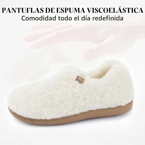 Vista 6 de ULTRAIDEAS - Pantuflas de interior para mujer con espuma viscoelástica, zapatillas de casa con cierre cálido para mujer con suela exterior de goma