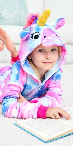 Vista 6 de UDERUI Pijama de unicornio para niños, disfraz de cosplay de una sola pieza, ropa de fiesta de animales, para niñas y niños