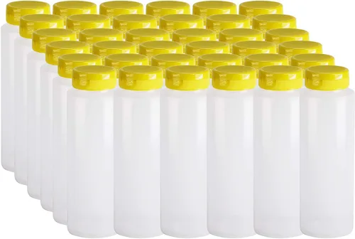 Vista 20 de Pinnacle Mercantile Botellas de condimento de plástico fáciles de apretar con tapa abatible negra, 8 onzas, juego vacío 6
