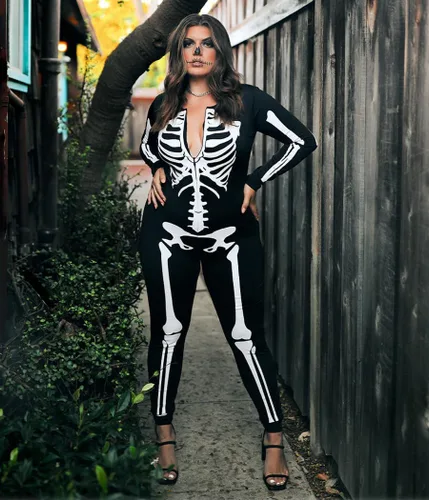 Vista 3 de Tipsy Elves Form Fitting & Flattering Skeleton Bodysuit for Halloween - Women's Skeleton Costume