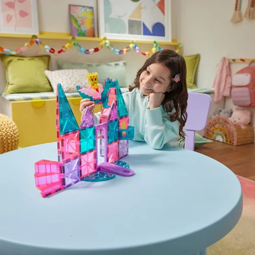 Vista 8 de Magna-Tiles Castle - Juego de construcción magnética de 25 piezas, la marca original de construcción magnética