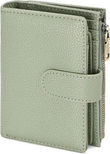 Vista 11 de GAEKEAO Cartera pequeña de cuero vegano con bloqueo RFID plegable para mujer, tarjetero compacto con bolsillo con cremallera y ventana
