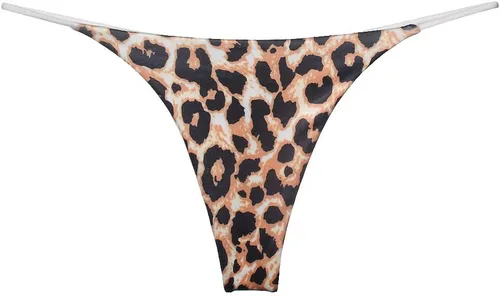Vista 46 de Tanga de encaje sin costuras para mujer, ropa interior de cintura alta con tiras en G Serie 010-leopardo