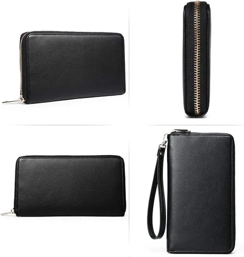 Vista 8 de CLUCI Paquetes de monederos y cartera para mujer, bolsos de cuero vegano.., plateado