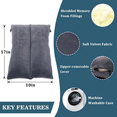 Vista 5 de Almohada de elevación de brazo rellena de espuma viscoelástica triturada, almohada de elevación estabilizadora para hinchazón y circulación, alivio