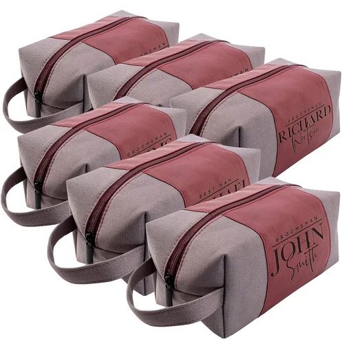 Vista 9 de Regalos personalizados para padrinos de boda, bolsas de aseo personalizadas para hombres, regalos de padrino de boda, Beige, Diseño #1, Juego de 3