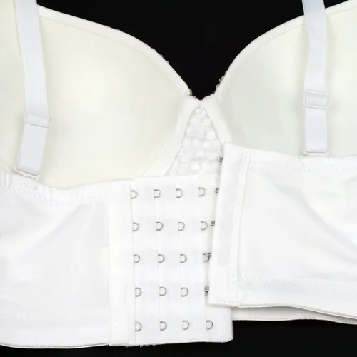 Vista 7 de ELLACCI Corsé de diamantes de imitación con strass de mujer, top corto con bustier y push up, sexy, punk, blanco