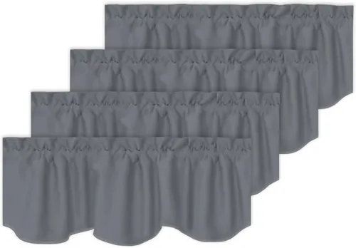 Vista 16 de Turquoize - Cenefa opaca para ventanas de cocina/baño/sala de estar/dormitorio con aislamiento térmico, cenefa festoneada con bolsillo para Aqua