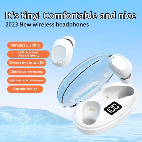 Vista 2 de Auriculares inalámbricos, Bluetooth 5.3, graves estéreo, micrófono con cancelación de ruido, impermeable IP7