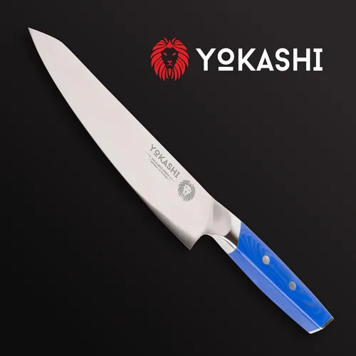 Vista 9 de YOKASHI Excalibur Cuchillo de Chef - Cuchillo de cocina de acero alemán duradero de 8 pulgadas - Cuchillo de cocina afilado para picar, rebanar