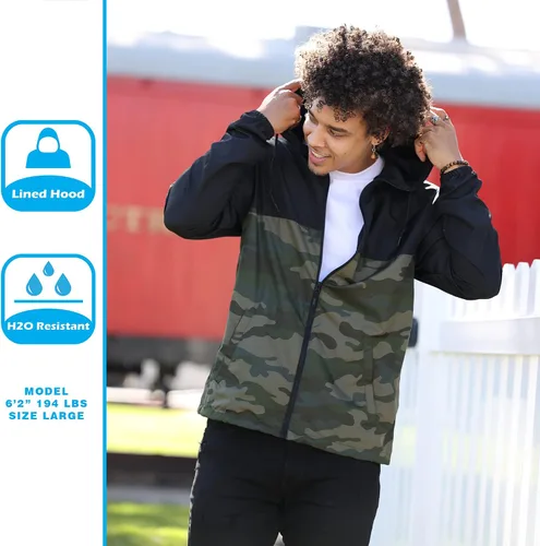 Vista 5 de Global Blank - Chaqueta cortavientos ligera para hombre resistente al agua.