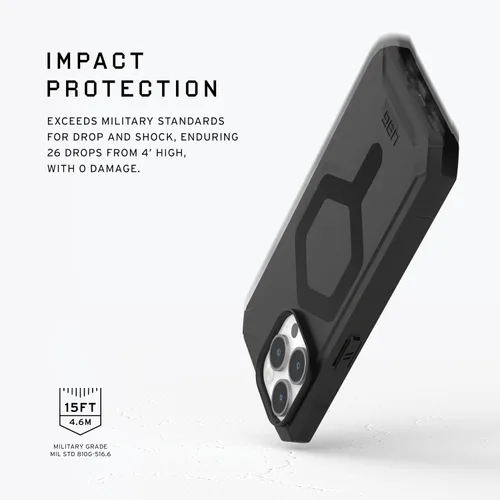 Vista 3 de URBAN ARMOR GEAR UAG - Funda compatible con iPhone 15 Pro de 6.1 pulgadas, Essential Armor negro, imán integrado compatible con carga MagSafe, funda