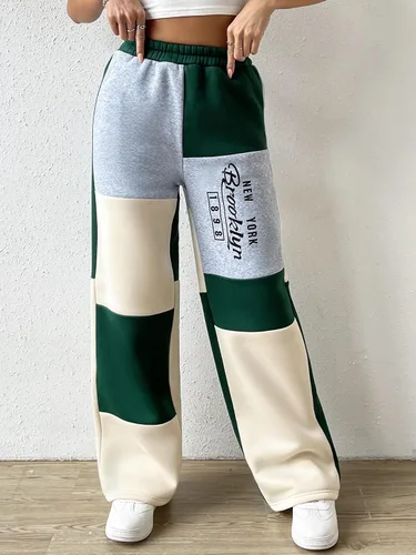 Vista 4 de Verdusa Pantalones deportivos holgados con cordón en la cintura para mujer, pantalones casuales con bolsillo