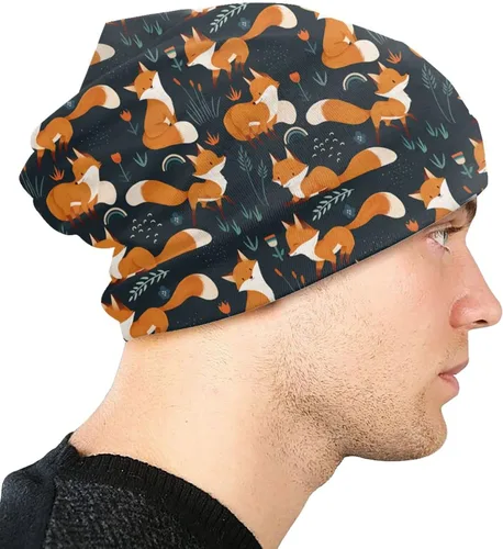 Vista 3 de Gorro de punto con diseño de calavera de azúcar y flores, para adultos, cálido, holgado, regalo para hombres y mujeres