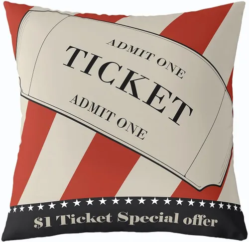 Vista 27 de Homewish Theater Cinema Poster Throw Pillow Covers (Pack of 1),Retro Movie Cushion Cover for Kids Boys Teens Popcorn Pillow Cases Movie Night Living