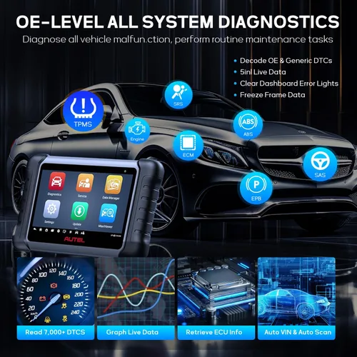 Vista 6 de Autel MaxiCOM MK808Z-TS TPMS Escáner OBD2 bidireccional y programación All System Diagnostic Scan Tool, MX Sensor Programmer, 3000+ Tests, 28+
