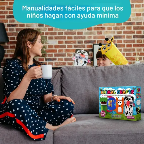 Vista 8 de Craftikit® - Kit galardonado de 20 manualidades de animales para niños de 3 a 10 años, kits de manualidades con todo incluido, divertida caja