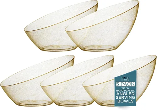 Vista 18 de Posh Setting Cuencos desechables de plástico negro, cuencos en ángulo, cuenco para dulces en ángulo, aperitivos de plástico y cuencos para papas