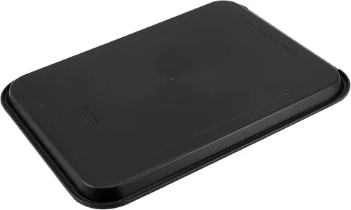 Vista 4 de Paquete de 10 bandejas de plástico negro para comida rápida, bandejas de plástico para cafeterías de 14 x 10 pulgadas con superficie texturizada