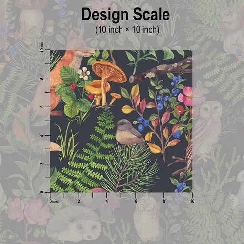 Vista 6 de Blooming Wall Papel tapiz autoadhesivo con diseño de animales lindos en bosque verde Fondo oscuro