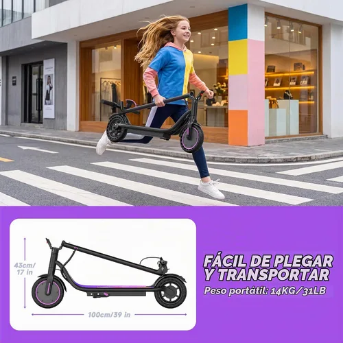 Vista 6 de Aovowheel Scooter eléctrico para adultos, plegable E Scooter Conmuting
