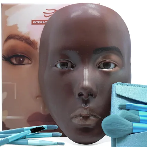 Vista 8 de Tablero de práctica de maquillaje 5D, cara de maniquí de maquillaje de silicona, cara de práctica de maquillaje para principiantes reutilizable, ojo