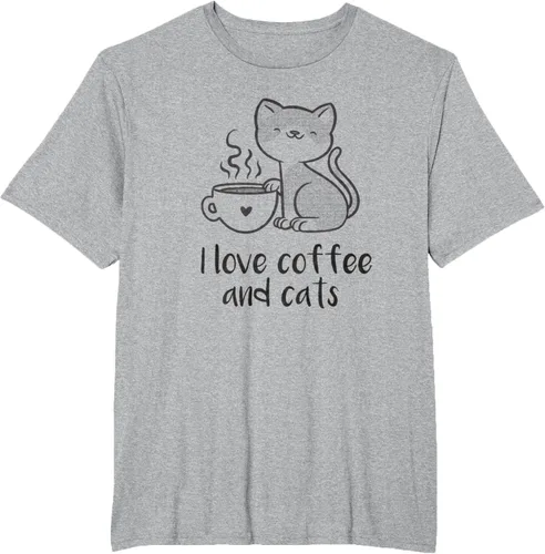 Vista 25 de I love coffee and cats Tazas de granos de café Camiseta de gato café, Blanco, S