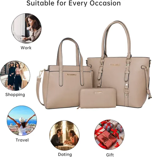 Vista 4 de Montana West Monederos y bolsos para mujer, juego de 3 piezas de bolso y cartera