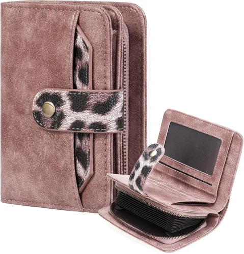 Vista 14 de GAEKEAO Cartera de cuero para tarjetas de crédito para mujer, bloqueo RFID, gran capacidad, plegable, con cremallera, organizador de tarjetas